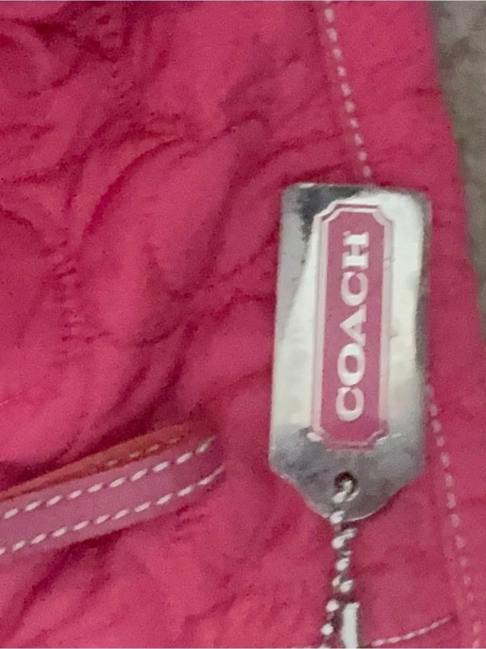 RARE Coach Quilted Hot Pink Drawstring Backpack with Contrast Straps